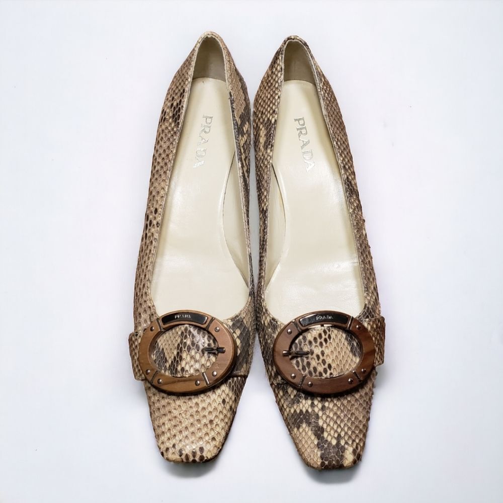 Prada French Girl Office Siren Python Buckle Logo… - image 3